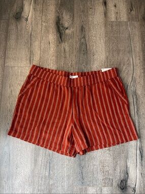 Sonoma Rust Red Striped Pull-On Bermuda Shorts